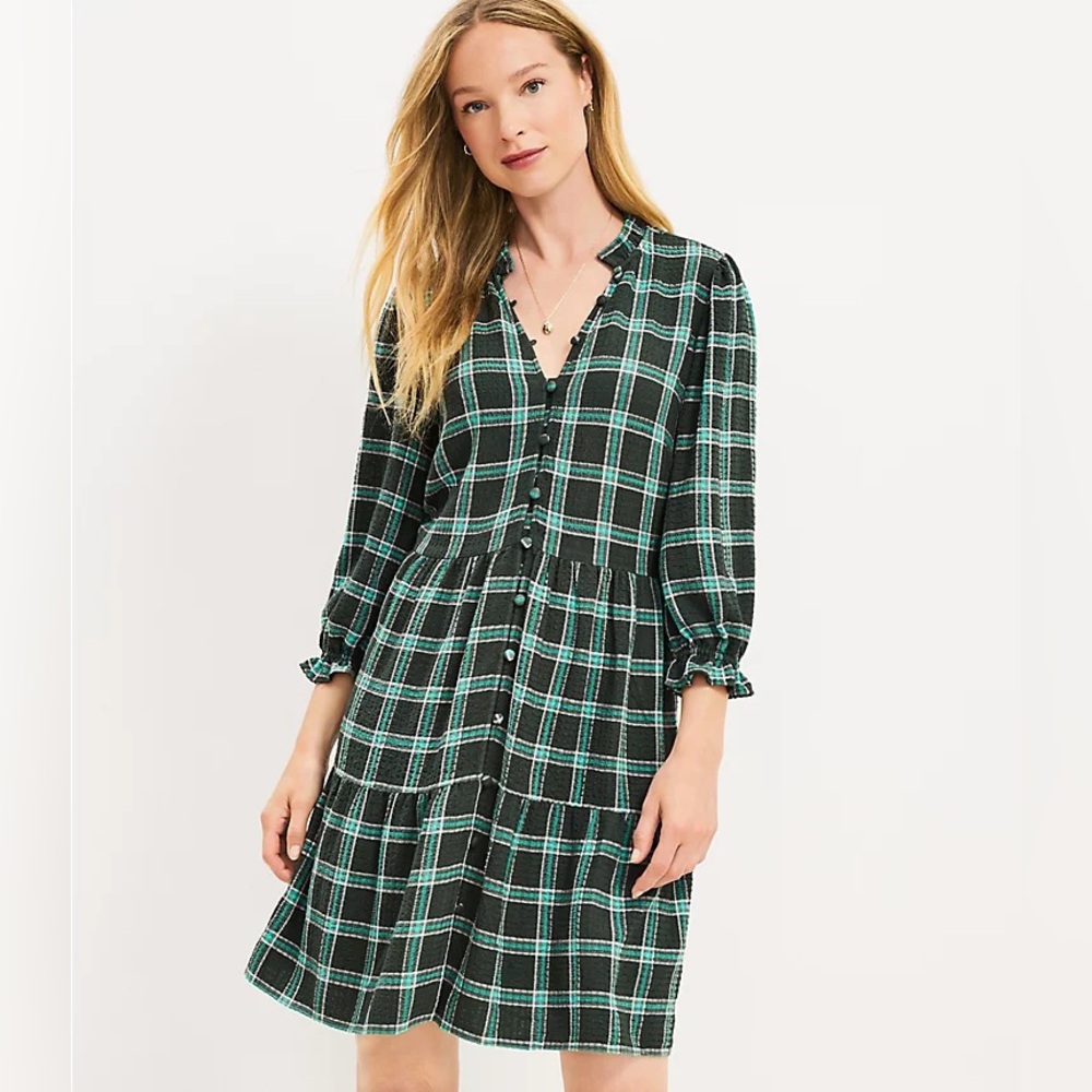 Loft Holiday Plaid Dress